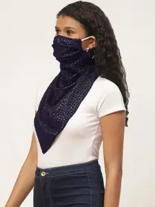 Blueberry Women Navy Blue & Purple Re-Usable Scarf Face Mask
