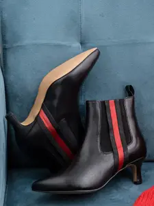 Saint G Women Black Premium Leather Ankle Boots