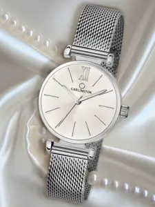 CARLINGTON Women Silver-Toned Stainless Steel Bracelet Style Straps Analogue Watch CT2016