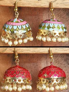 OOMPH Gold-Toned Dome Shaped Jhumkas Earrings