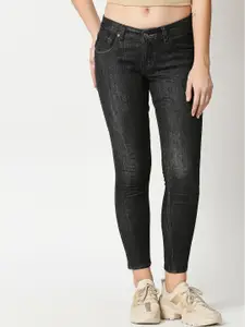 High Star Women Charcoal Slim Fit Light Fade Cropped Jeans