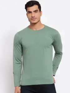 FERANOID Men Green V-Neck Pockets T-shirt