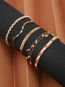 Madame Women 5 Rose Gold & White Rose Gold-Plated Charm Bracelet