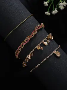 Madame Women 4 Rose Gold & Pink Rose Gold-Plated Charm Bracelet