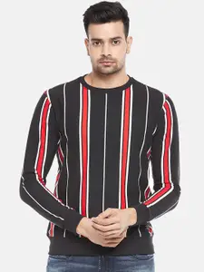 People Men Black Striped Sweatshirt