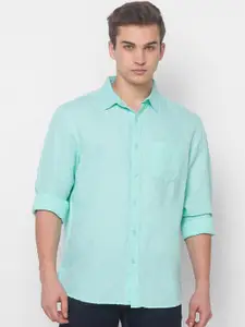 Globus Men Turquoise Blue Solid Casual Shirt