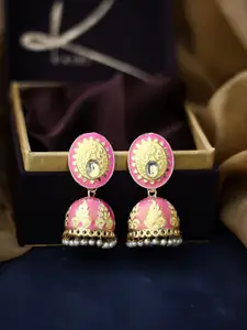Bellofox Pink Contemporary Meenakari Jhumka Earrings