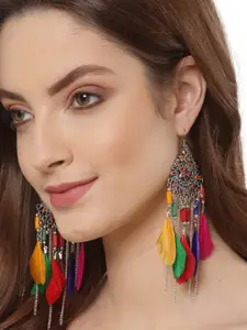 Shining Diva Multicoloured Feather Drop Earrings