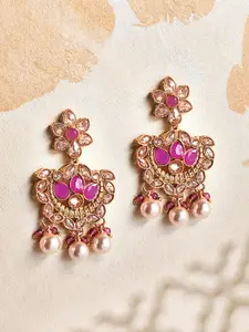 Rubans Gold Plated Gold-Toned Crescent Shaped Drop Earrings