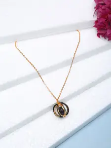 Madame Rose Gold-Plated & Black Short Drop Cage Necklace