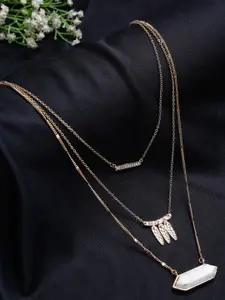 Madame Rose Gold & White Brass Rose Gold-Plated Multi Layered Stone Necklace