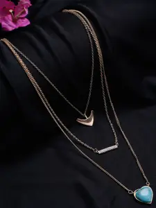 Madame Rose Gold & Blue Brass Rose Gold-Plated Layered Necklace