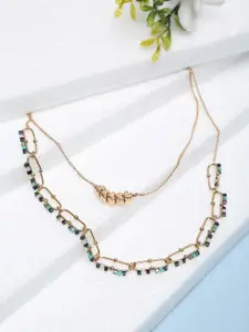 Madame Rose Gold & Black Rose Gold-Plated Glass Beaded Layered Necklace