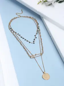 Madame Green & Gold-Toned Rose Gold-Plated Layered Necklace