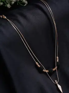 Madame Rose Gold & Black Rose Gold-Plated Seed Bead Wrapped Layered Necklace