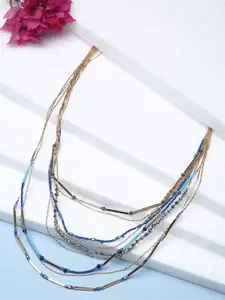 Madame Rose Gold & Blue Rose Gold-Plated Multi Layered Glass Bead Necklace