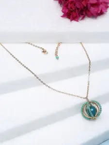 Madame Rose Gold & Teal Rose Gold-Plated Short Drop Turq Cage Necklace