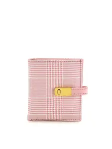 Bellissa Women Pink & White Checked PU Two Fold Wallet