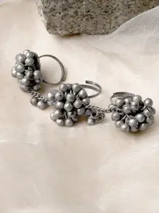TEEJH Oxidised Silver-Plated Ghungroo Toe Ring