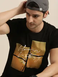 Moda Rapido Men Black Graphical Printed Casual T-shirt