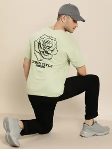 Moda Rapido Men Green & Black Printed Drop-Shoulder Sleeves T-shirt