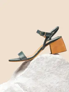 her by invictus Teal Blue Solid Block Heels