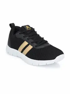 OFF LIMITS Women Black & Gold-Toned Mesh Running  Shoes
