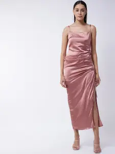 MAGRE Pink Satin Maxi Slit Dress