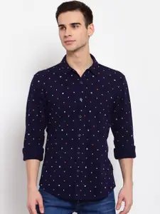 Pepe Jeans Men Blue Opaque Printed Casual Shirt