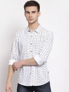 Pepe Jeans Men White Opaque Printed Cotton Casual Shirt