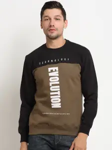 Rodamo Men Olive Brown & Black Printed Sweatshirt