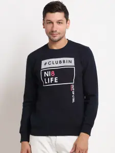 Rodamo Men Navy Blue Printed Sweatshirt