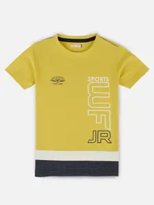 HELLCAT Boys Yellow Typography Printed T-shirt