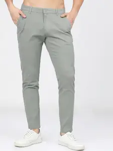 HIGHLANDER Men Green Slim Fit Easy Wash Chinos Trousers