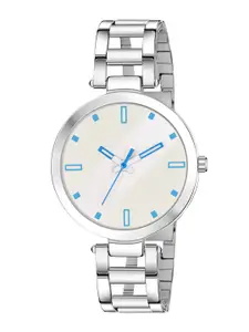 PERCLUTION ENTERPRISE Women White & Silver Toned Stainless Steel Analogue Watch PE236
