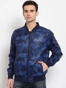 Pepe Jeans Men Blue Camouflage Lightweight Bomber Jacket