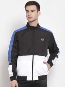 Pepe Jeans Men Black & White Colourblocked Lightweight Bomber Jacket