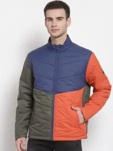 Pepe Jeans Men Olive Green Colourblocked Puffer Jacket