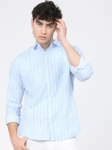 KETCH Men Slim Fit Opaque Striped Cotton Casual Shirt