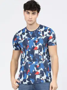 LOCOMOTIVE Men Multicoloured Printed Pockets Slim Fit T-shirt