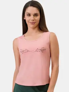 Amante Women Pink Printed Tank Lounge T-shirt