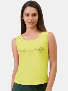 Amante Women Yellow Printed Cotton Tank