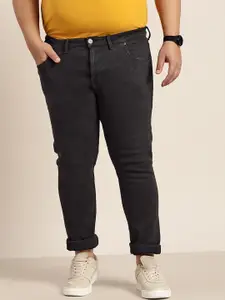Sztori Men Plus Size Black Tapered Fit Stretchable Jeans