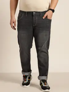 Sztori Men Plus Size Black Tapered Fit Light Fade Stretchable Jeans