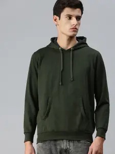 ADBUCKS Men Green Hooded Sweatshirt