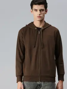 ADBUCKS Men Brown Hooded Sweatshirt