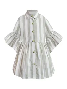 A.T.U.N. A T U N Grey & White Striped Dress