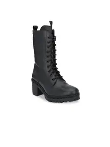 Delize Black High-Top Block Heeled Boots