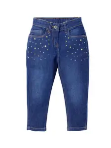Ed-a-Mamma Girls Blue Light Fade Embellished Stretchable Jeans