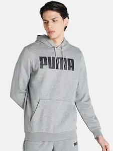 Puma Men Grey Printed Hooded Regular Fit Sweatshirt